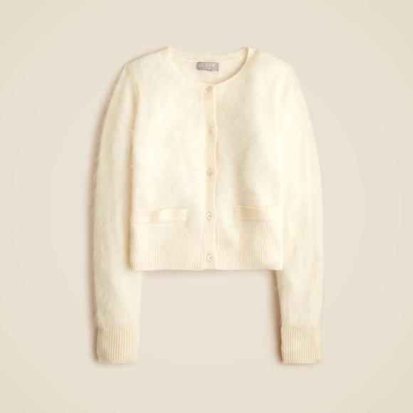 NWT!! J. CREW Brushed Cashmere Cropped Cardigan Sweater Warm Ivory X-Large - Picture 11 of 16